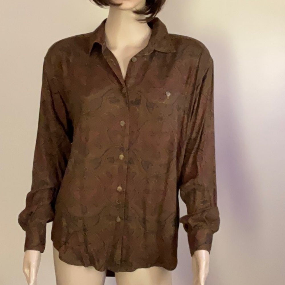 Vintage LizSport Paisley Button Down Blouse - Picture 3 of 9